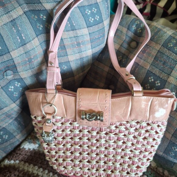 Longaberger Pink Straw Purse - Picture 1 of 7